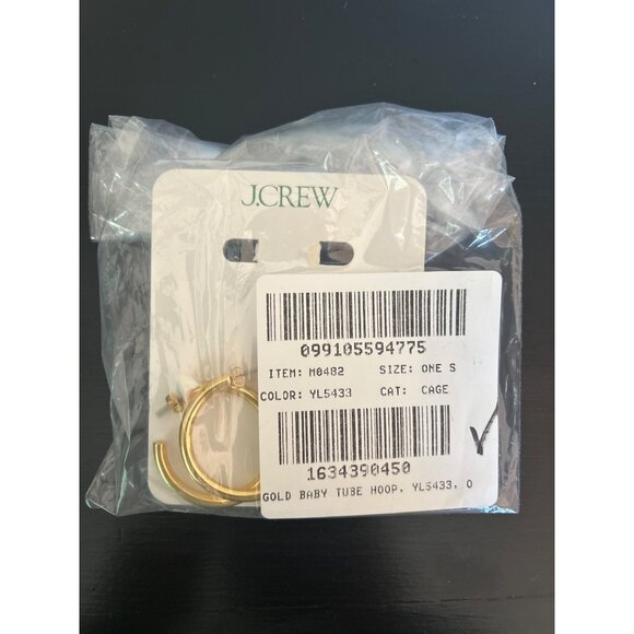 J CrewMini tube hoop earrings in matte gold M0482 - Picture 4 of 6